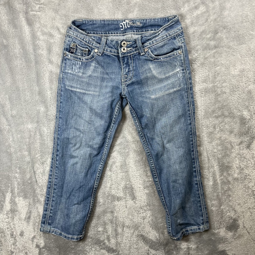 Miss Me Signature Crop Jeans Size 25 Light Wash Denim Western Y2K Style